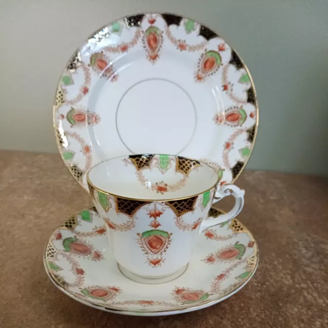 Antique Wildblood, Heath & Sons, Clifton China, Teacup, Saucer & Plate 'Jewel'