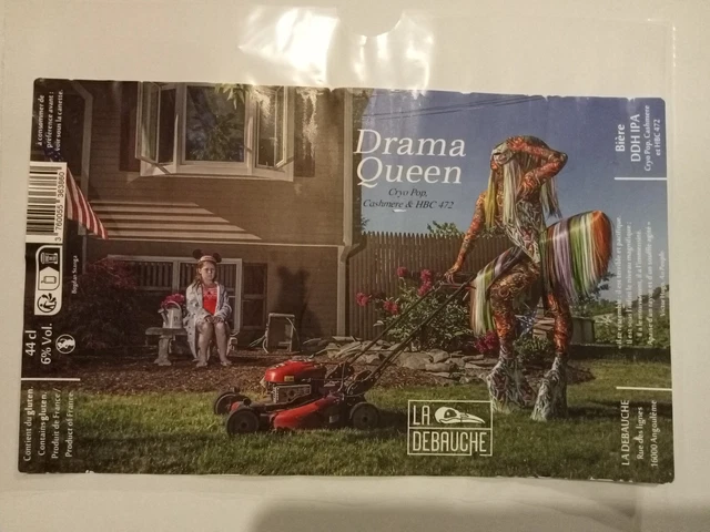 Etiquette de Bière : DRAMA QUEEN Cashmere HBC 472 - Br. La Débauche - 16 France