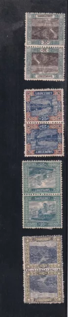 1921 Région de la Sarre Saargebiet Tête-bêche of 4 values ,Good catalogue value