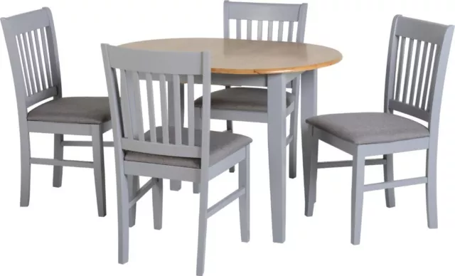 Oxford Extending Dining Set Table Grey and Natural Oak with Grey Fabric Chair 2