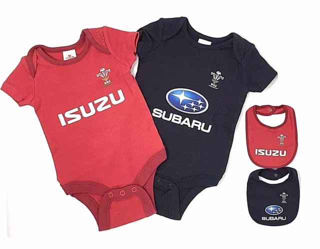 Galles Wru Rugby Union Bambini Corpo Passeggino Abito Manica Corta Tutina Bimbo