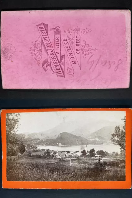 Wenger et Jungwirth, Autriche, Mondsee, Panoram Vintage cdv albumen print CDV,