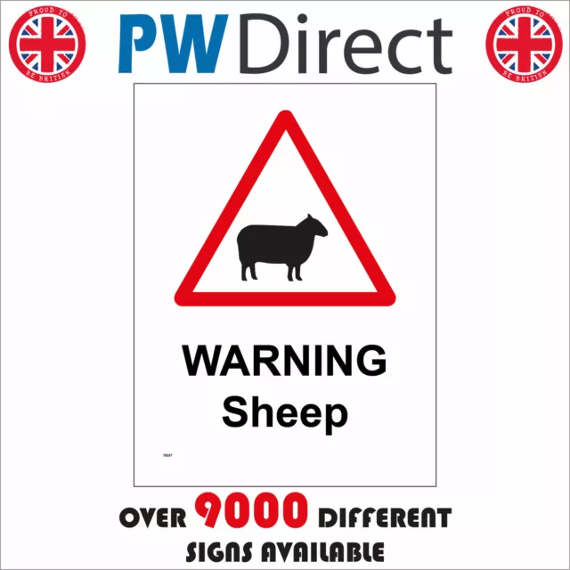 Tr597 Warning Sheep Sign Countryside Farmland Grazing Lambing Agriculture Ewes