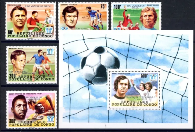Kongo Brazzaville 662-666 + Bl. 18 postfrisch Fußball WM 1978 #JR985