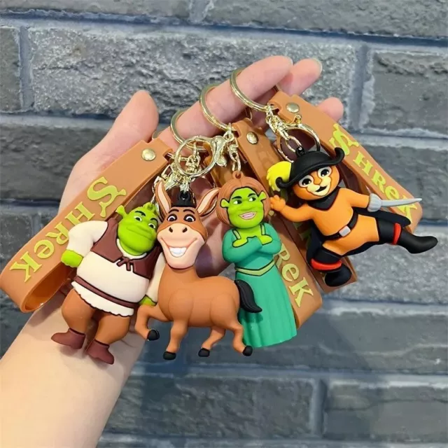 Shrek Keychain Fiona Boots Puss Poor Donkey Keyring key chain car gift PVC