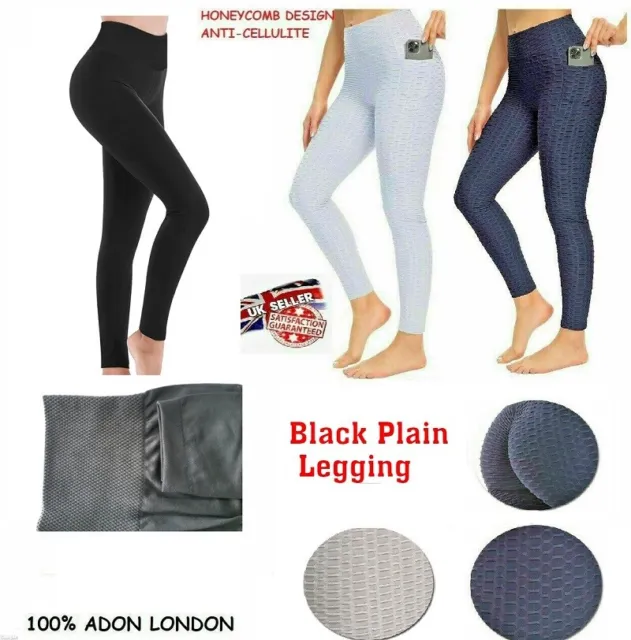 WINTER WOMEN LEGGING Black Plain Pants Push Up TikTok Leggings Fitness Gym  £7.49 - PicClick UK