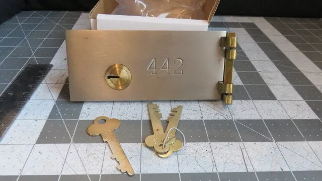 Antique L.L. Bates 1886 Safety Deposit Box Door, Hinges, 2 Op & 1 Guard Key #442