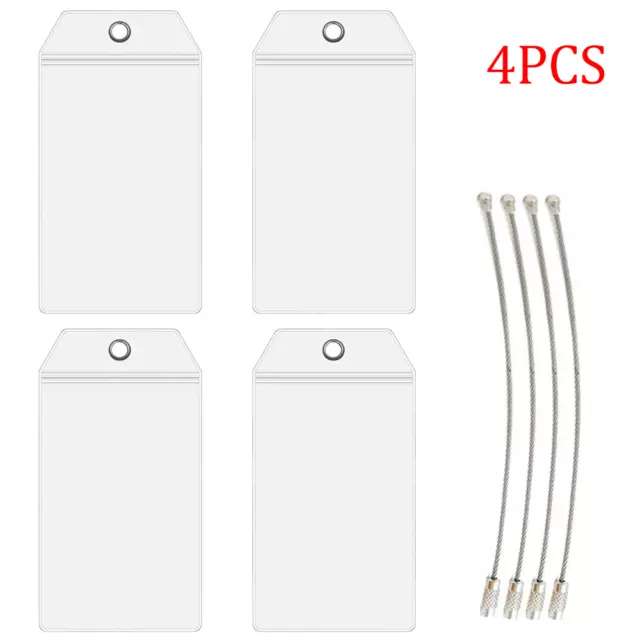 (4/8)PCS NARROW Cruise Tags - Luggage Etag Holder with Zip Seal & Steel Loops