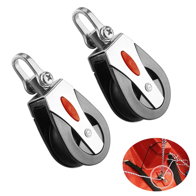 2Pcs Boat Single Pulleys Sailboat Bearing Block Rope Runner Replacement Parts