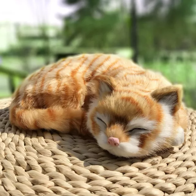 Simulation Sleeping Cat Figurine Realistic Kitten Decorative Shelf Statue