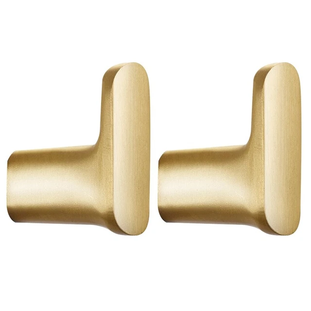 2Pcs Brass Single Hook Solid Brass Coat Hook Door Back Hook Bathroom Kitche Z9W5