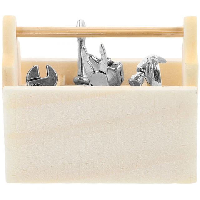 Miniature Tools Wooden Toolbox Model Kids Pretend Play Toy Child