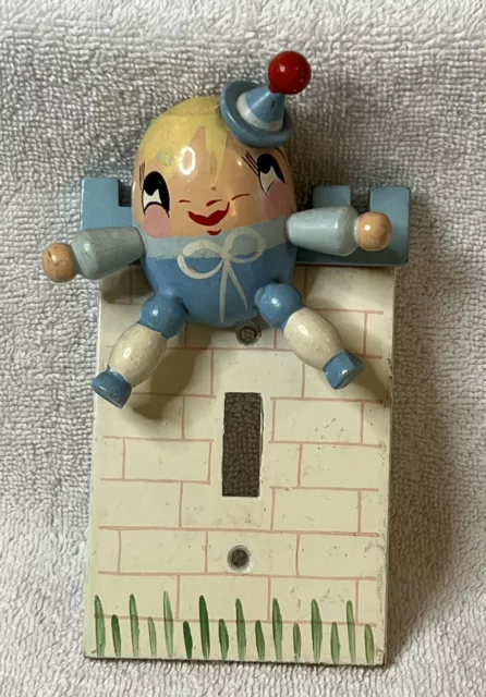 Vtg IRMI Nursery Light Switch Cover Plate Wooden 3D Humpty Dumpty Child’s Room