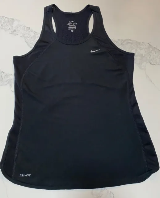 Nike Dri-Fit Girl's Athletic Tank Top Black Breathable Sleeveless Running Small