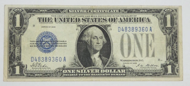 Series 1928 Blue Seal $1 Silver Certificate Note VERY FINE  Fr#1600 Prob Free