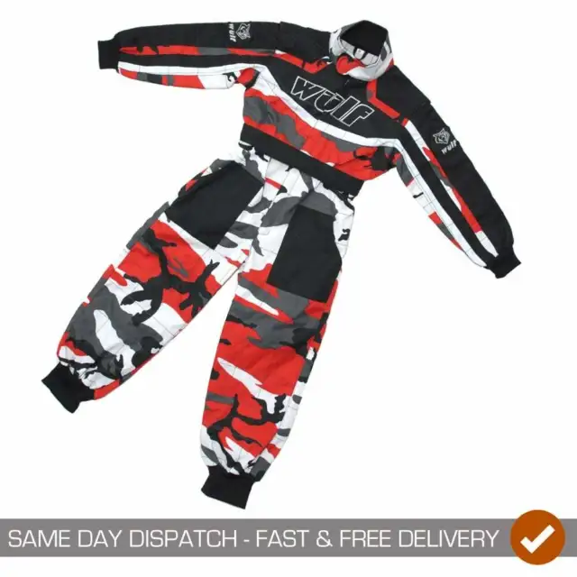 Wulfsport Kids Chidlrens Cub Motocross MX Quad Bike Race Suit - Red Camo