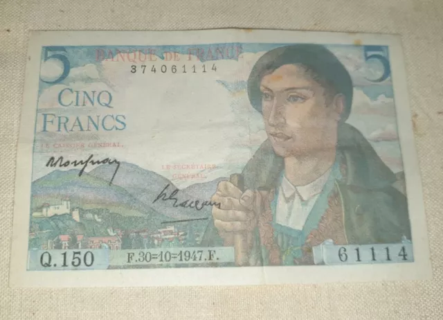 Ancien Billet De Banque De France De 5 Francs " Le Berger " De 1947