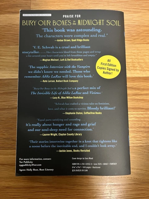 BURY OUR BONES in the Midnight Soil-V.E. Schwab-Advanced Reader Copy ...