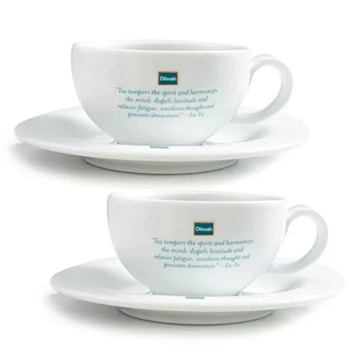 Dilmah | Queensberry Teacups & Saucer, Fine Porcelain, 240ml (Pack of 2)