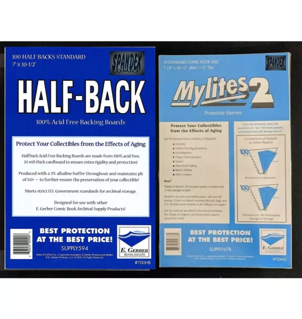 E. Gerber 50 Mylites2 & 100 Half Backs  Standard Size E725M2 700HB  Double Board