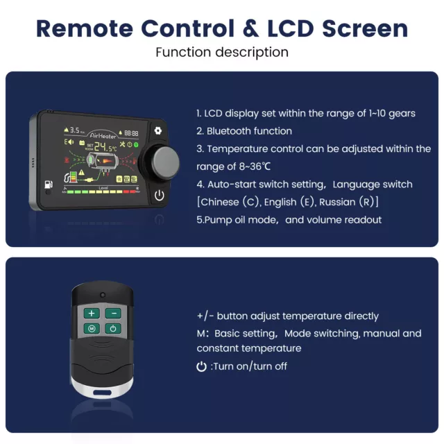 HCalory 2KW 12V 24V Auto Diesel Heizung Standheizung Luftheizung bluetooth LCD 2