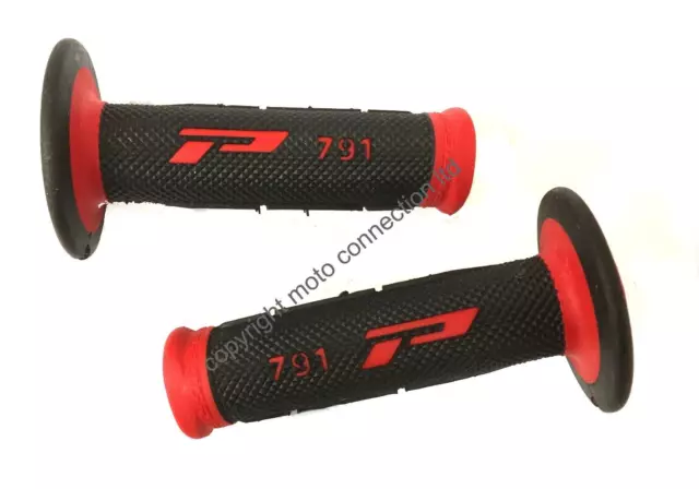 Progrip 791 Half Waffle Grips Handlebar Grip Black / Red For Motorcross Bike