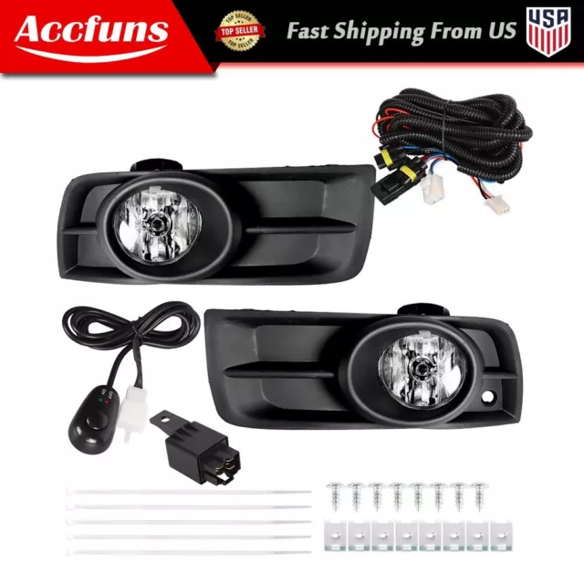 Chrome Driving Bumper Fog Lights Lamps + Wiring Switch For 2010-2014 Chevy Cruze