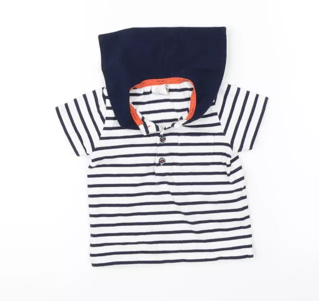 Debenhams Boys Blue Striped 100% Cotton Basic Polo Size 6-9 Months Collared