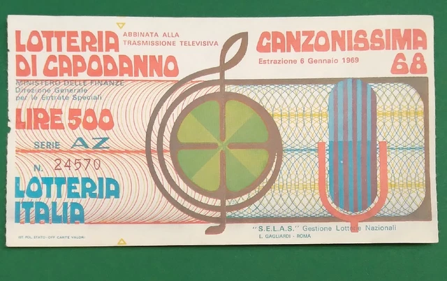 Biglietto Lotteria di Capodanno 1968 Serie  AZ numero 24570