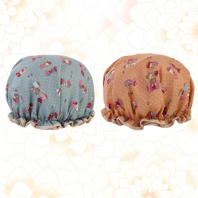 2 PIEZAS Patrones de dibujos animados Gorro de ducha Impermeable Sombrero Elástico