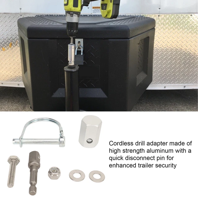 EMB TOP WIND Trailer Jack Crank Handle With Cordless Drill Adapter