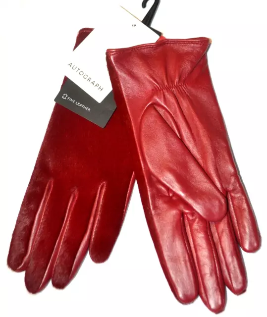 Ladies M&S Autograph Luxury Leather Gloves With Faux Hide Front Size S - Bnwt