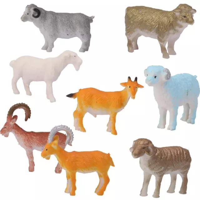 Multi-color Plastic Sheep Jumbuck Goat Farm Yard Animal Model Toy Gift 8pcs