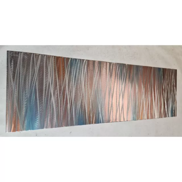 Modern abstract metal wall art. Entice. Copper Orange Teal and Silver