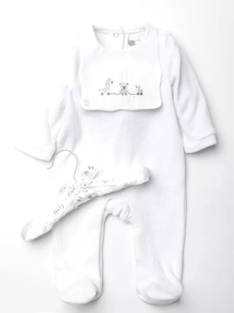 BNWT Baby Boys Girls Spanish Style  'Toys'  Soft Sleepsuit & Hanger White Grey