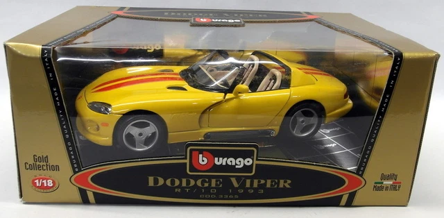 Burago 1/18 Scale Diecast - 3025 Dodge Viper RT/10 1992 Yellow Model Car