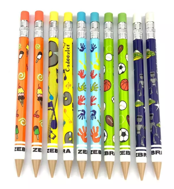 Zebra Cadoozle Mini Mechanical Pencils - Mixed Fun - 0.7mm - Pack of 10, 30