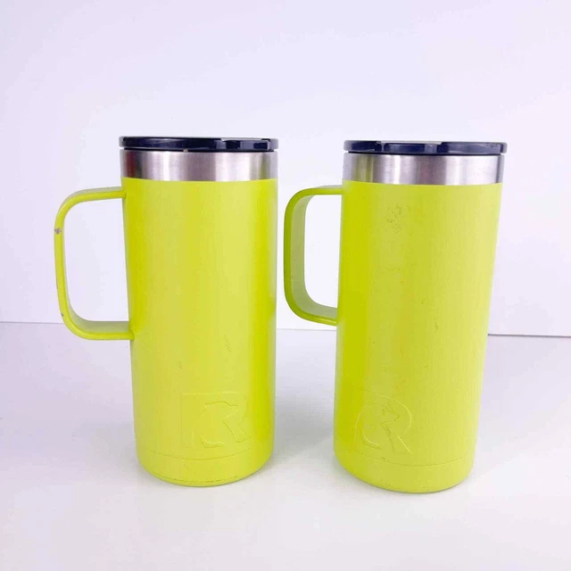 Rtic 16 oz Coffee Travel Mug Chartreuse Green yellow SET OF 2 NEED NEW LIDS