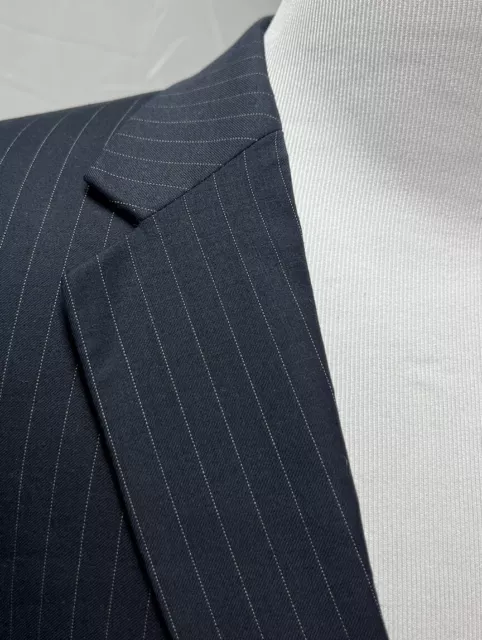 Jos. A. Bank Navy Blue Twill Pinstripe Wool 44R Blazer 39 Pants Executive Suit 2