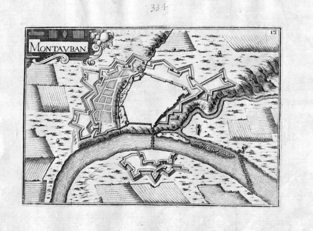 ca. 1630 Montauban Quercy France Kupferstich Karte map engraving gravure Tassin