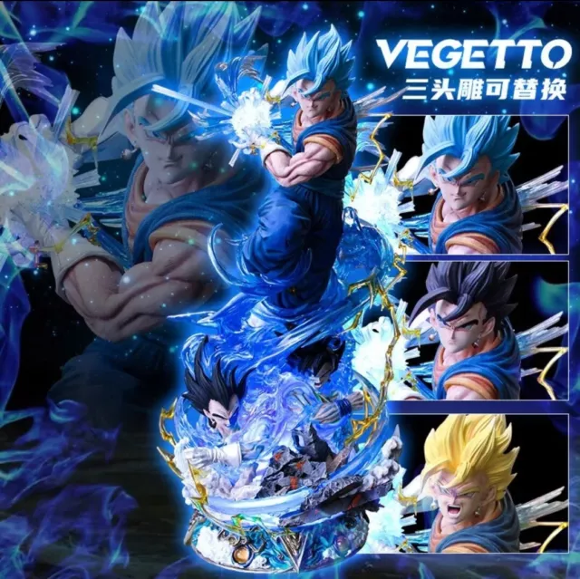 Dragon Ball Figurine Goku Vegeta Fusion végéto Statuette Lumineuse 45cm 3 Têtes