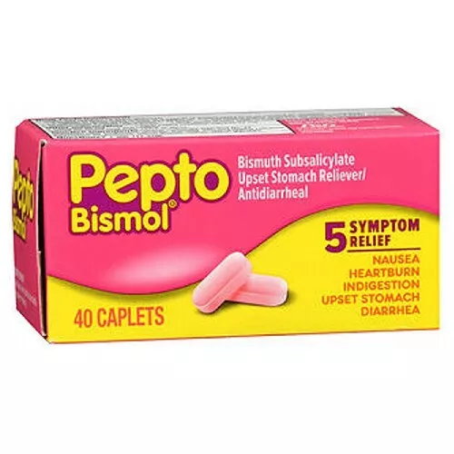 Pepto-Bismol Upset Stomach Reliever Antidiarrheal Caplets 40 ct By Pepto-Bismol