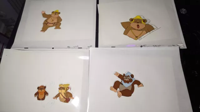EWOKS animation cels BACKGROUND production art  Vtg Star Wars Toys Figures I12