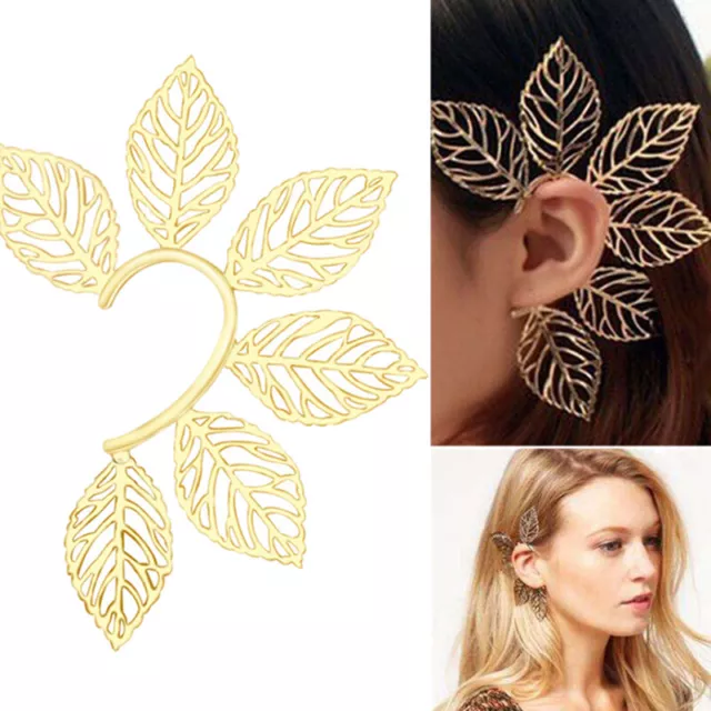 Fashion Leaf Clip Ear Cuff Studs Women's Punk Wrap Cartilage Earrings Jewelry-wf