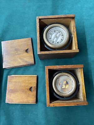 ANTIQUE WC WILCOX & CRITTENDEN SHIPS COMPASS One Working One Not