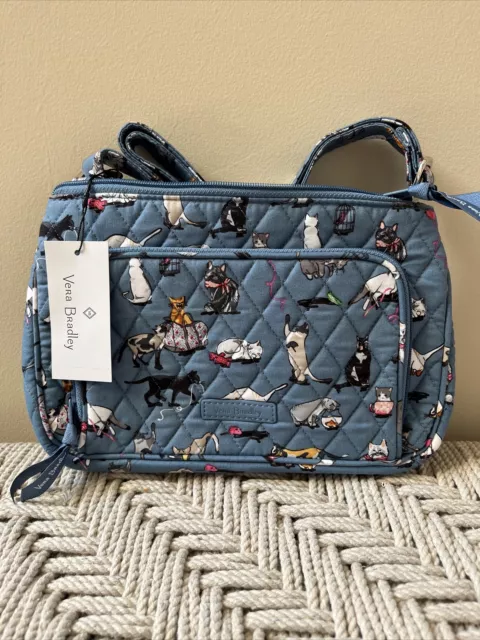 Vera Bradley Cat’s Meow Crossbody RFID Little Hipster Purse Bag Blue NWT