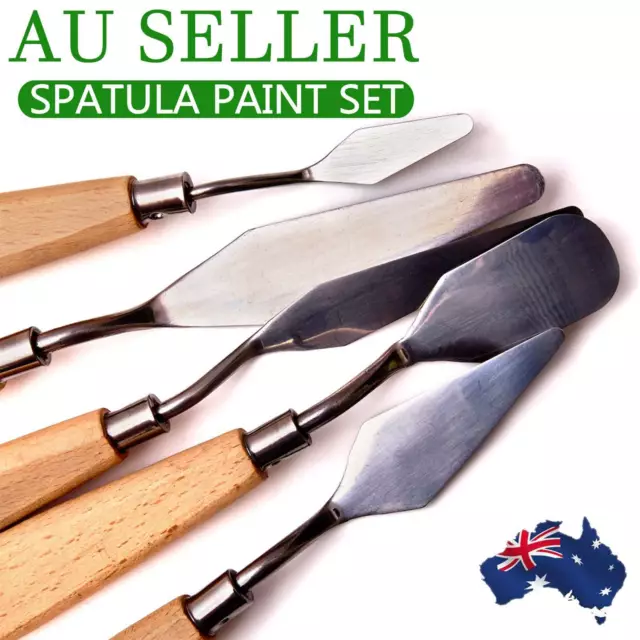 5PCS Stainless Steel Artist Oil Painting Palette Knife Spatula Paint Tools Set A
