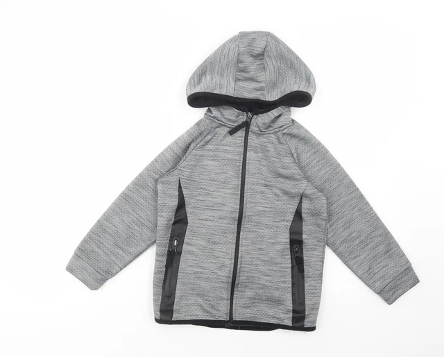 Felpa con cappuccio grigio poliestere cerniera intera misura 7-8 anni cerniera