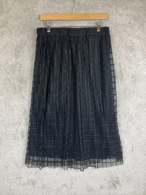 Metro Wear Skirt Womens Medium Black Midi Sheer Lined Elastic Waist- 7803