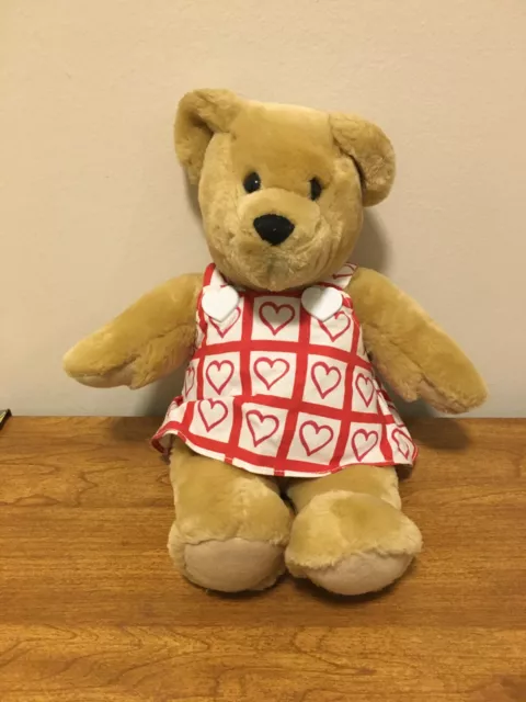 Hallmark Plush Girl Teddy Bear Dress Hearts Stuffed Animal Toy Head Turns